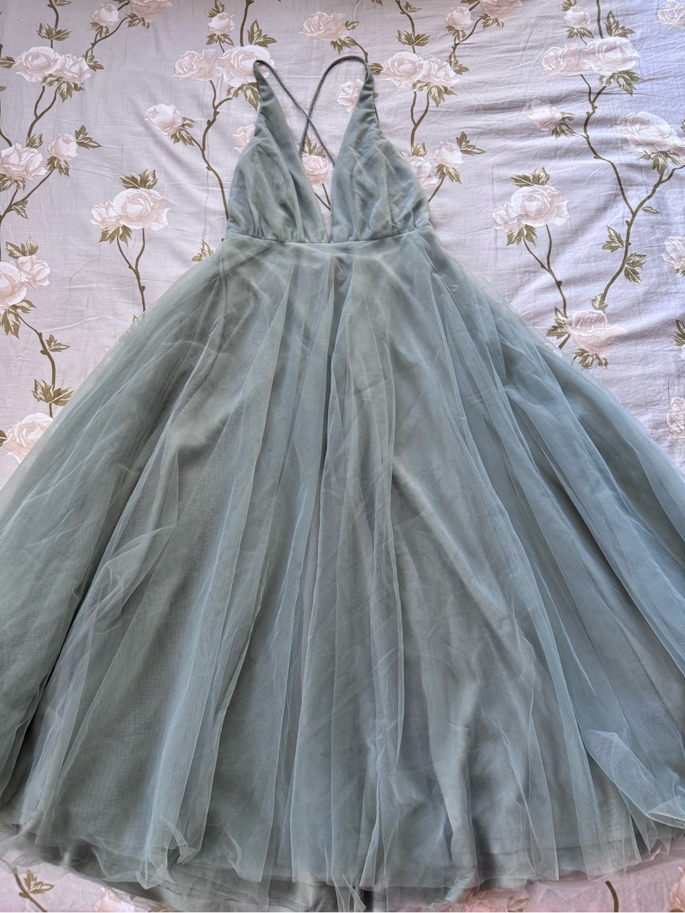 Selfie Leslie, Size: S- Sea Foam Blue Midi Tulle Dress With Adjustable Straps